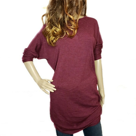 Old Navy Tops - Old Navy 3/4 length long shirt burgundy merlot